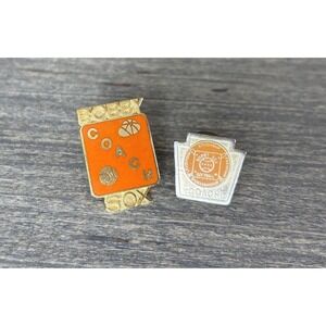 Vintage Bobby Sox Coach Softball Gold Tone Lapel Brooch Sports Pins Set of 2